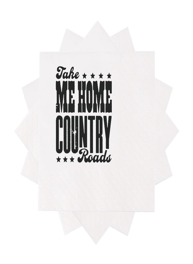 VOWFOO Take Me Home Country Roads Cocktail Napkins West Virginia Mountain Mama Country Western Party Beverage Disposable Paper Napkins 100Pcs 4.5 x 4.5 2-ply (Take Me Home Country Roads), Black - Image 2